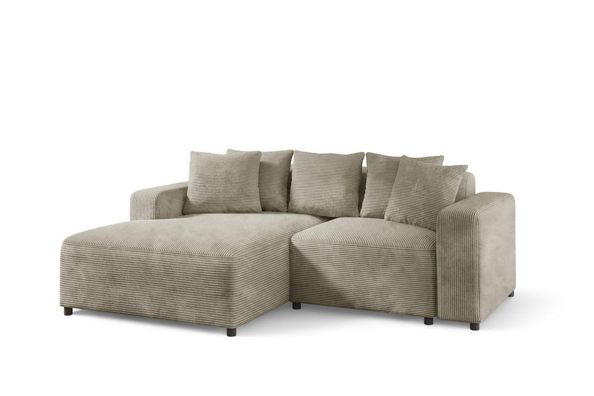 ECKSOFA Megan Xs In Stoff Poso - Beige, Holzwerkstoff/Textil (240/165cm) - Fun Möbel