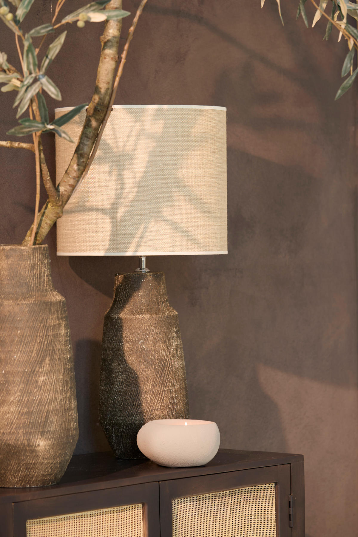 LAMPENFUSS Kidira Braun Ø18,5/49,5 cm - Braun, Keramik (18.5/18.5/49.5cm) - Light & Living