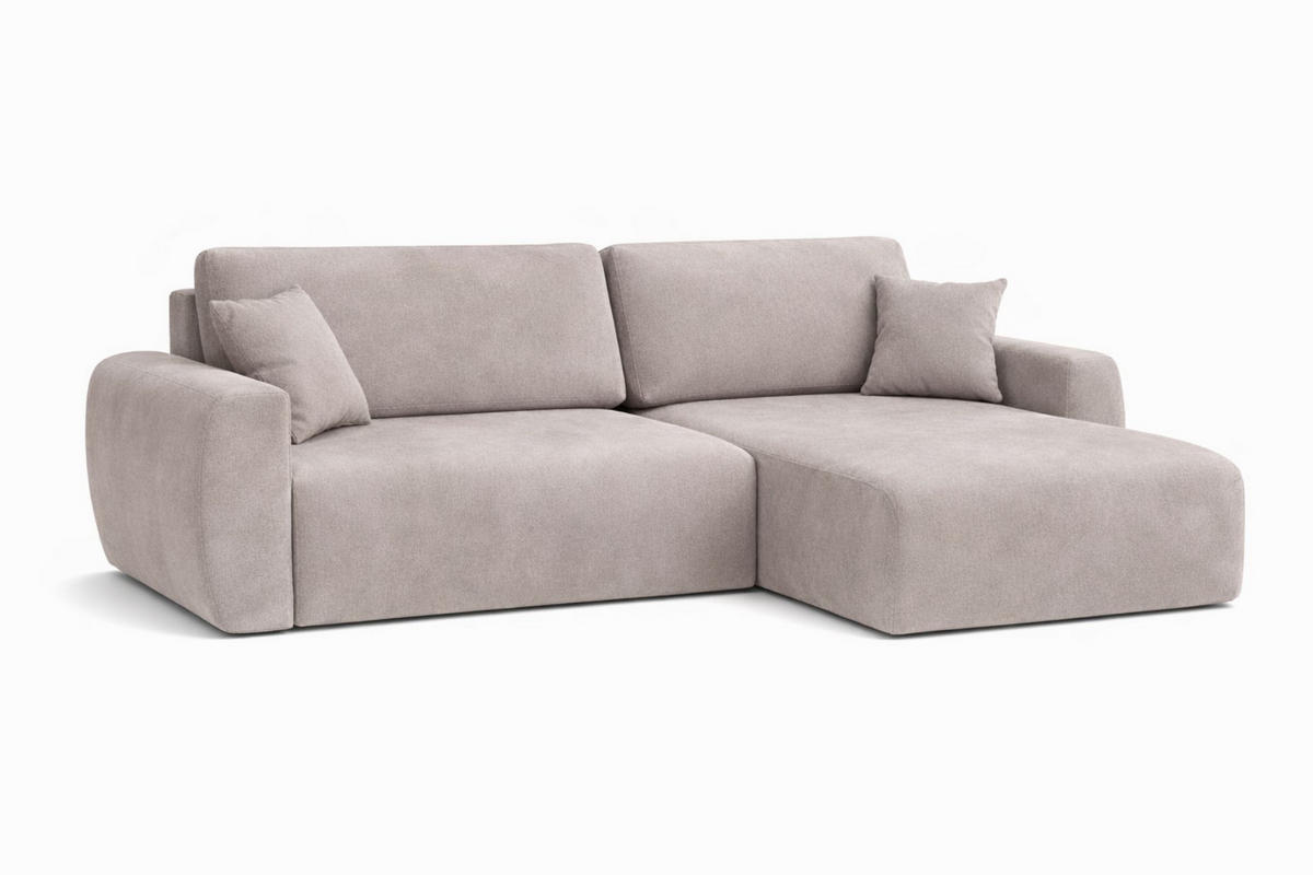 ECKSOFA Mit Schlaffunktion Ariel L, Velours, Stoff Salvador, Grau, Rechts - Grau, Holz (250/142cm) - Kaiser Möbel