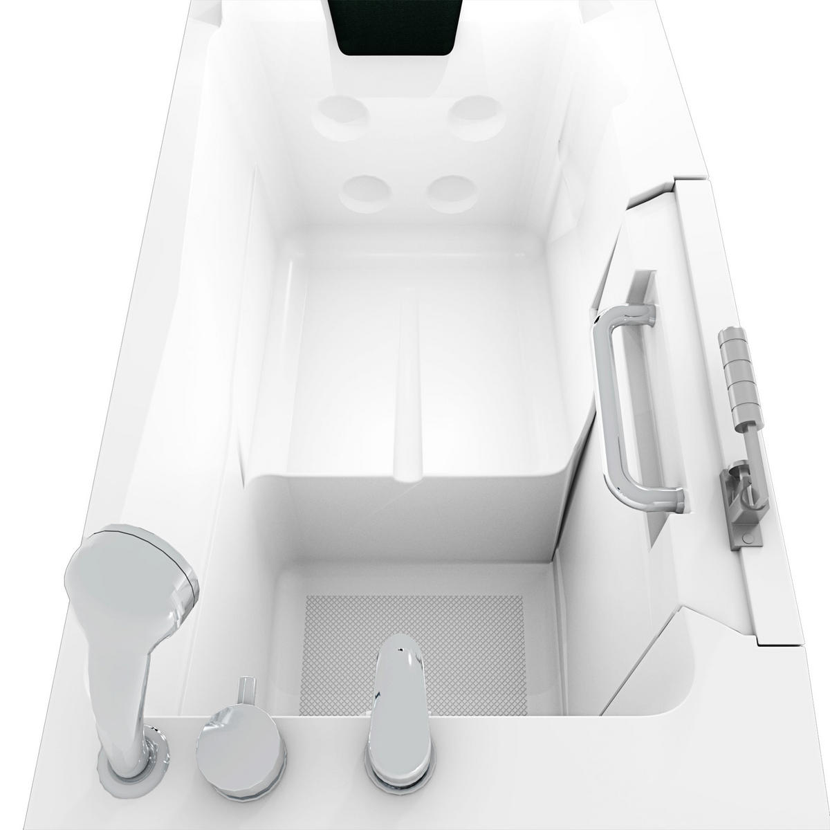 SITZBADEWANNE Senioren Sitzwanne mit Tür S08-B-R 110x68cm - Weiß, Glas/Kunststoff (68/114/110cm) - AcquaVapore by Sandra Jentho