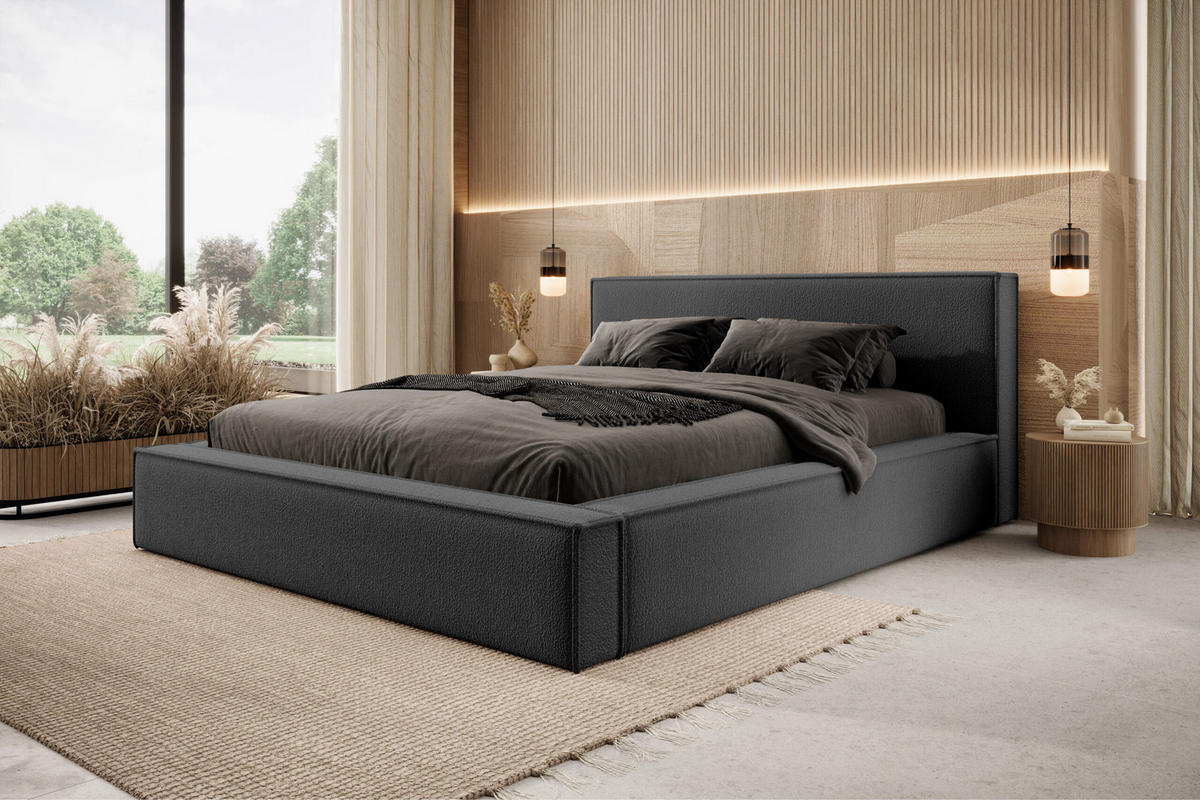 POLSTERBETT Mendocino 160x200 cm, Graphit - Graphitfarben, Textil (160/200cm) - Fedve
