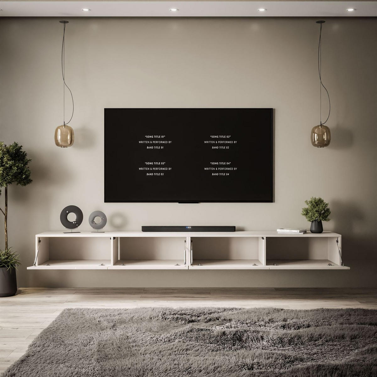 TV-SCHRANK CARMEN 250 hängend - Kaschmir, Holzwerkstoff (250/27/40cm) - Lookway