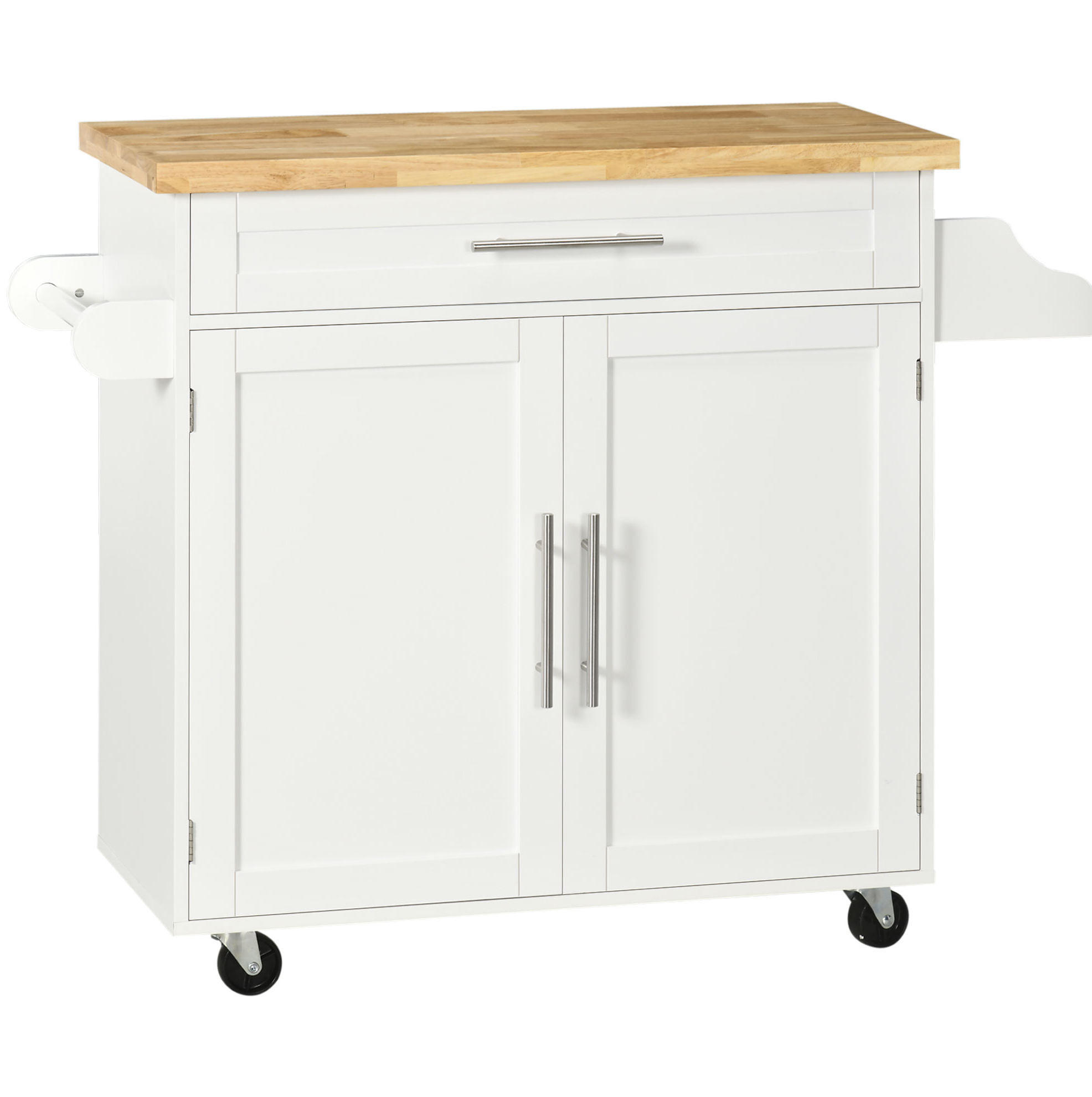 KÜCHENINSEL 109/40/89 cm mit Schublade, Schrank, Gewürzregal und Rollen, MDF, Weiß - Weiß, Holzwerkstoff (109/89/40cm) - Redom