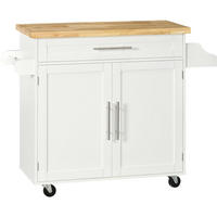 KÜCHENINSEL 109/40/89 cm mit Schublade, Schrank, Gewürzregal und Rollen, MDF, Weiß - Weiß, Holzwerkstoff (109/89/40cm) - Redom