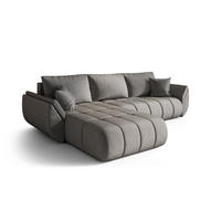 ECKSOFA TOKYO PREMIUM mit Schlaffunktion, Stoff MONOLITH, Hellgrau, Links - Hellgrau, Holz (280/190cm) - Kaiser Möbel