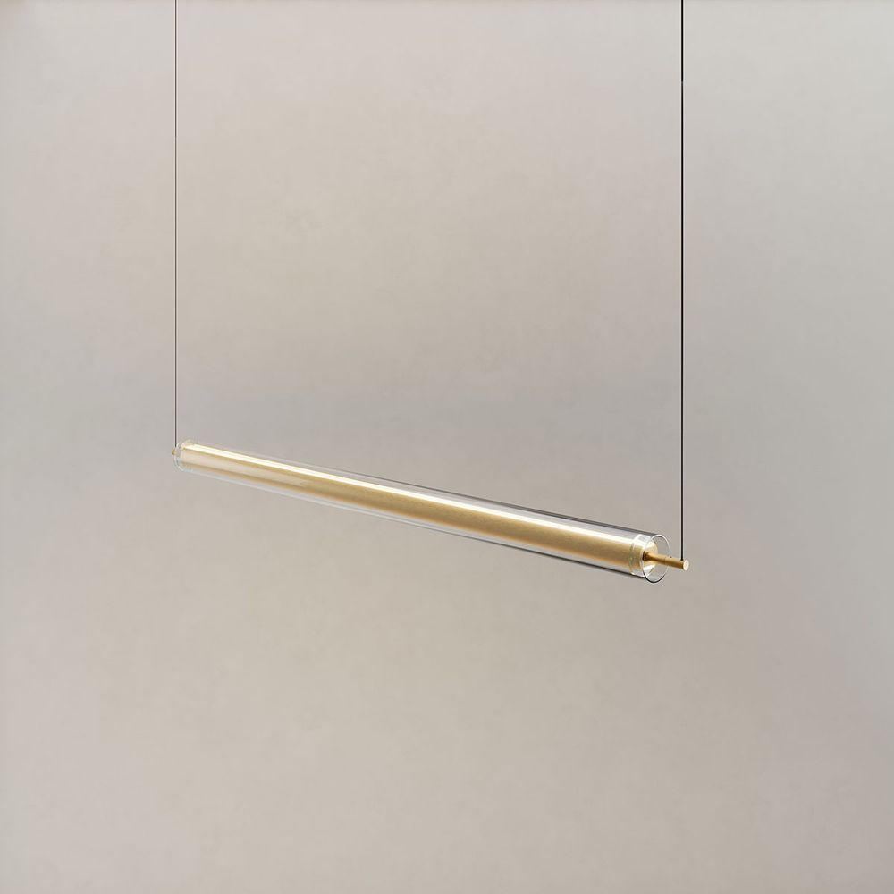 LED-HÄNGELAMPE Ranya Gold/Klar 130cm - Klar/Goldfarben, Glas (130/7/7cm) - s.luce