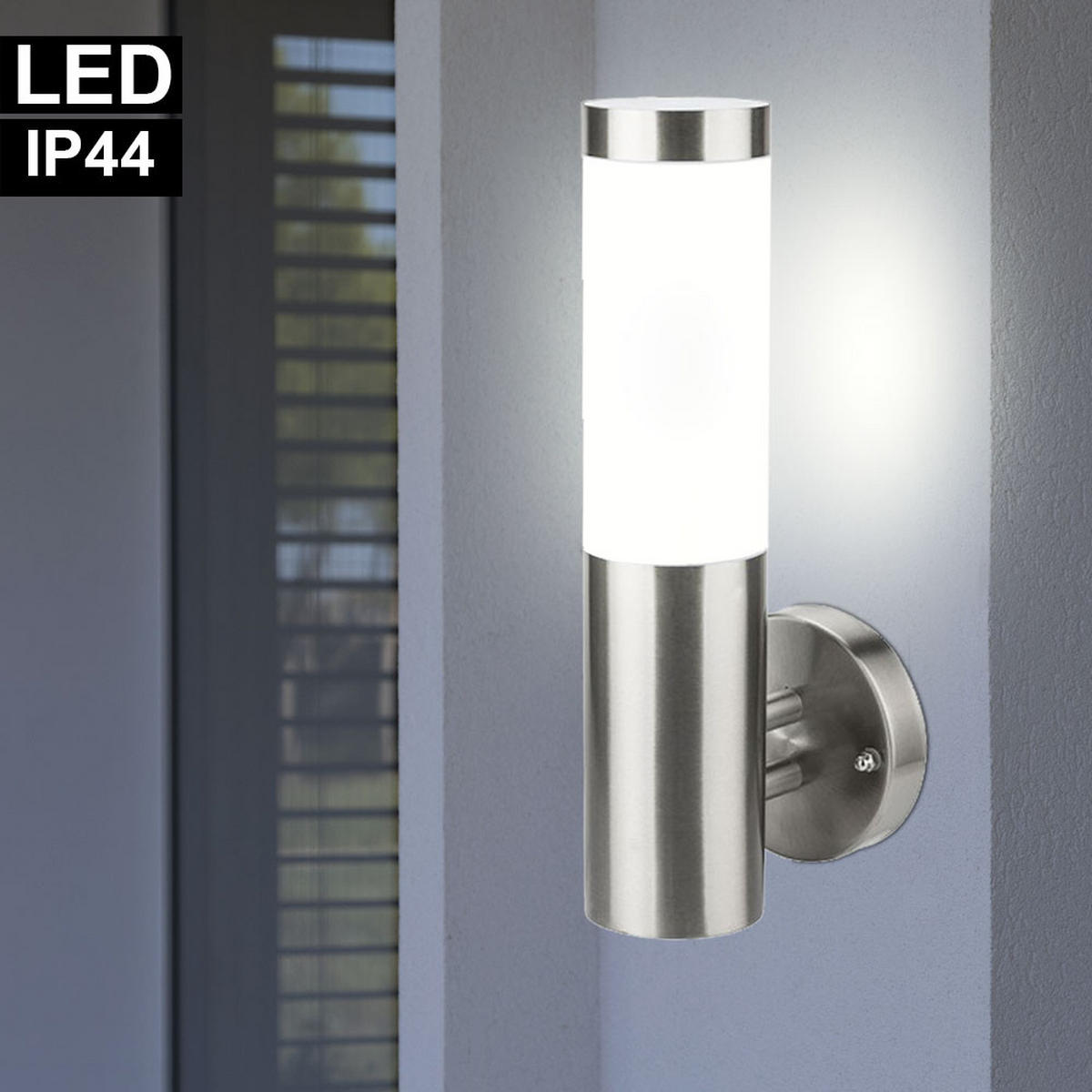 LED AUSSEN-WANDLEUCHTE Edelstahl Silber - Silberfarben, Kunststoff/Metall (7.6/14/33.5cm)