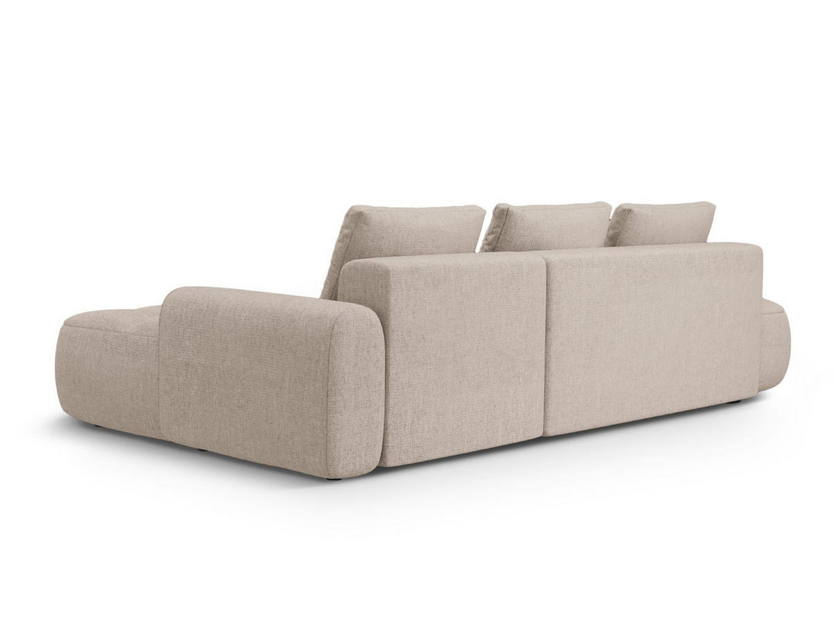 AUSKLAPPBARES-ECKSOFA rechts mit Container Linz aus strukturiertem Stoff sandfarben 3 Sitzplätze - Sandfarben, Textil (142/275cm) - Cosmopolitan Design