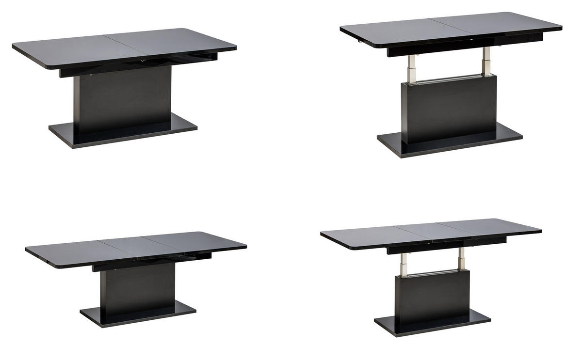 COUCHTISCH rechteckig Schwarz Hochglanz 126/70/58 cm - Schwarz Hochglanz, Holzwerkstoff (70/126/57cm) - designimpex