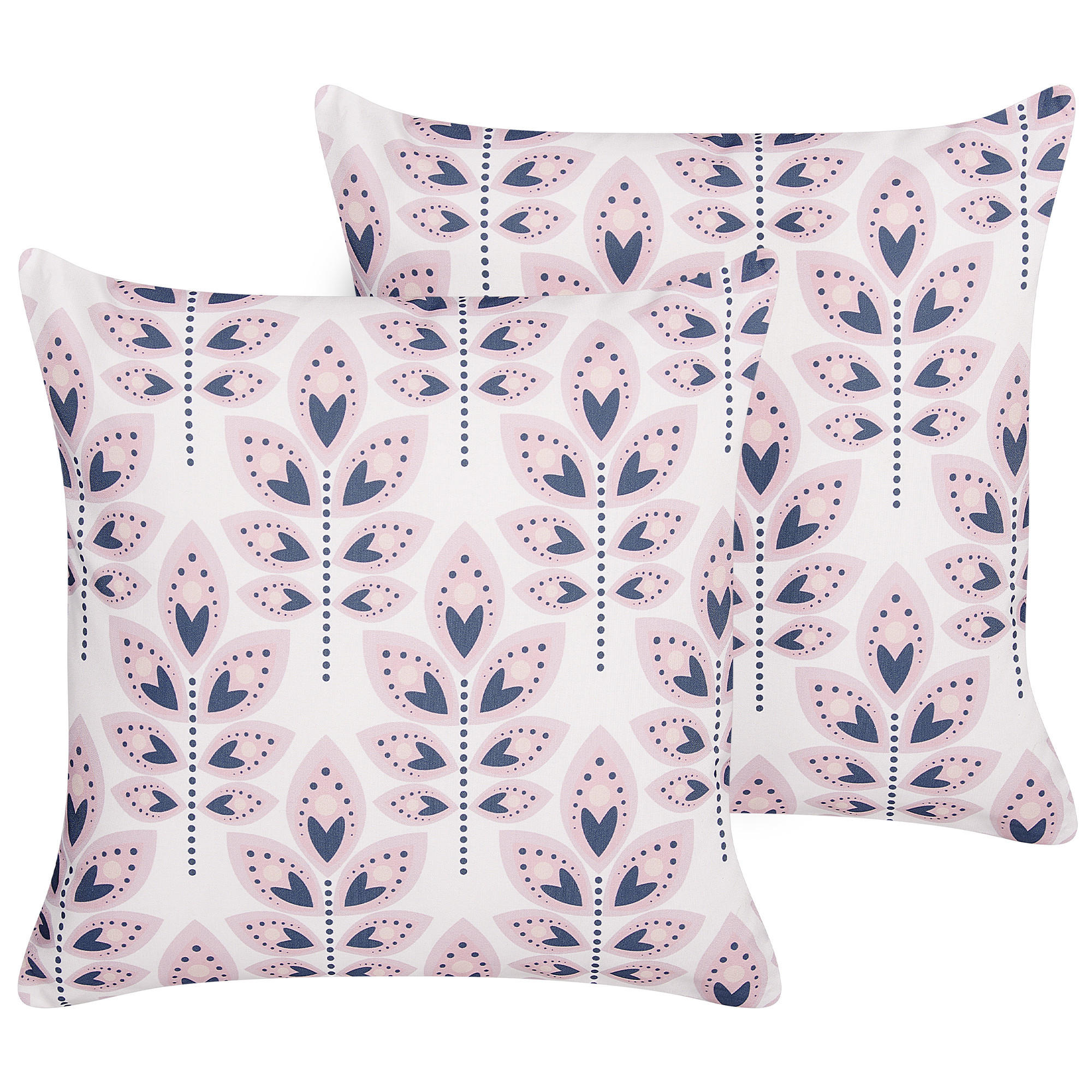 GARTENKISSEN 2er-Set Blattmotiv beige 45/45 cm Torretta - Creme, Textil (45/45cm) - Beliani