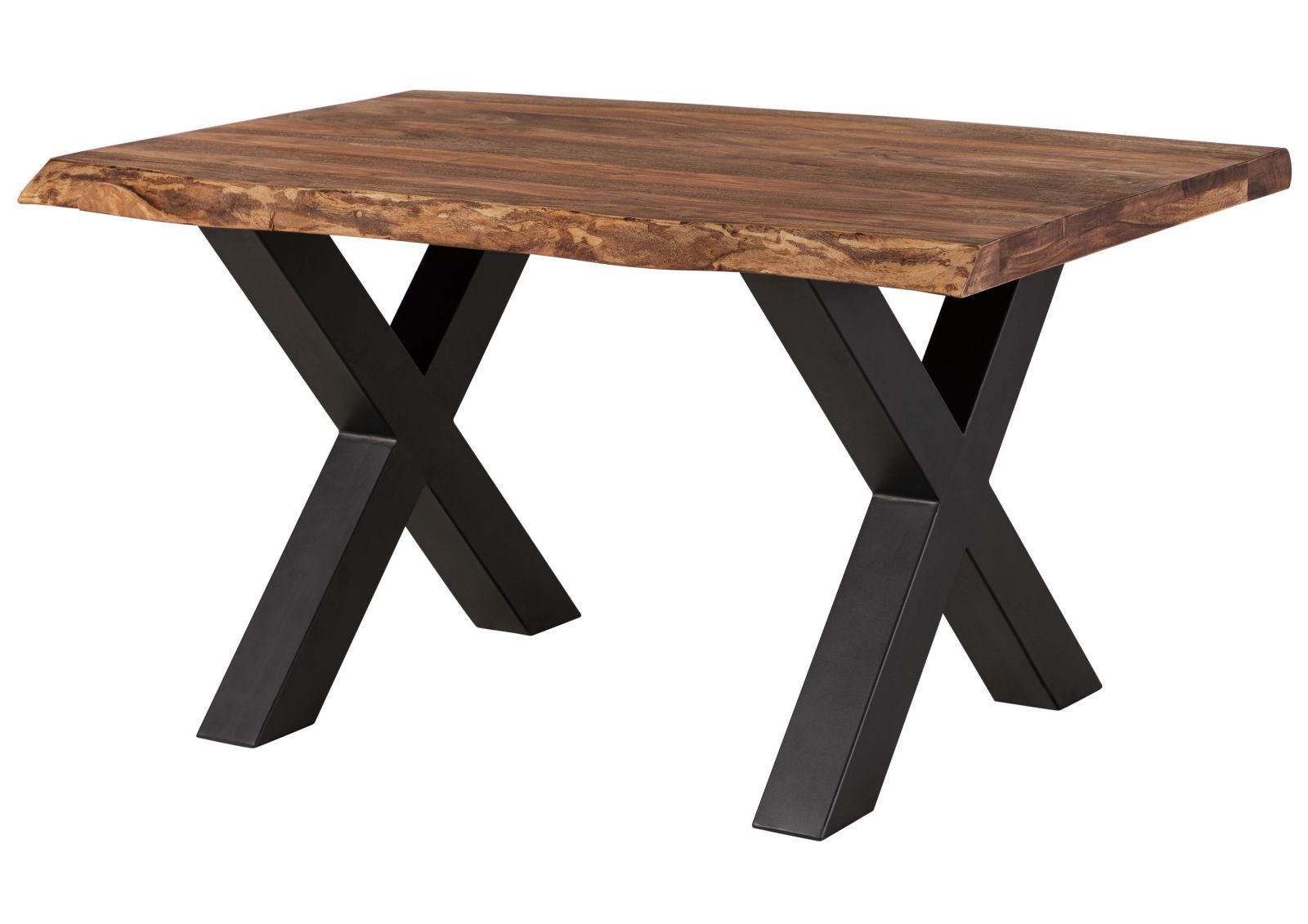 BAUMTISCH Sheesham 140x90x77 grau gebeizt / X-Beine anthrazit matt FREEFORM 5 - Anthrazit/Grau, Holz (140/90/77cm) - Massivmoebel24