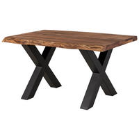 BAUMTISCH Sheesham 140x90x77 grau gebeizt / X-Beine anthrazit matt FREEFORM 5 - Anthrazit/Grau, Holz (140/90/77cm) - Massivmoebel24
