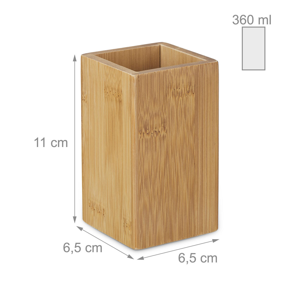 HRNČEK na zubné kefky - svetlohnedá, drevo (6.5/11/6.5cm) - Relaxdays