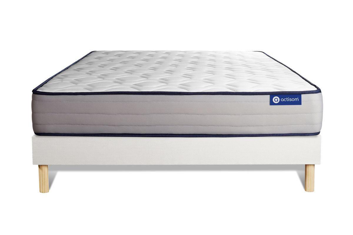 BETT Actimemo form Memory-Schaum 140 x 190 cm h3 - Kit Bettgestell Weiß - Beige/Weiß, Karton/Holz (140/190cm) - ACTISOM