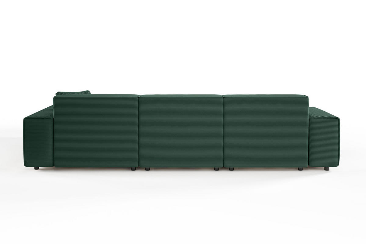 ECKSOFA RANI Smaragdgrün Cord - Smaragdgrün/Schwarz, Kunststoff/Textil (299/189cm) - KAWOLA