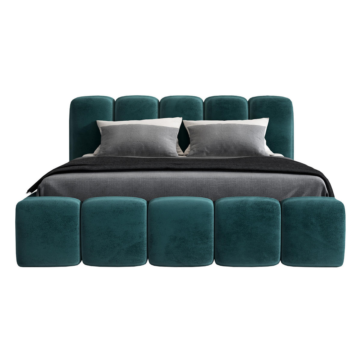 POLSTERBETT SONIC mit Matratze H2 140x200 Blau - Blau, Textil (140/200cm) - A&J MöbelLand