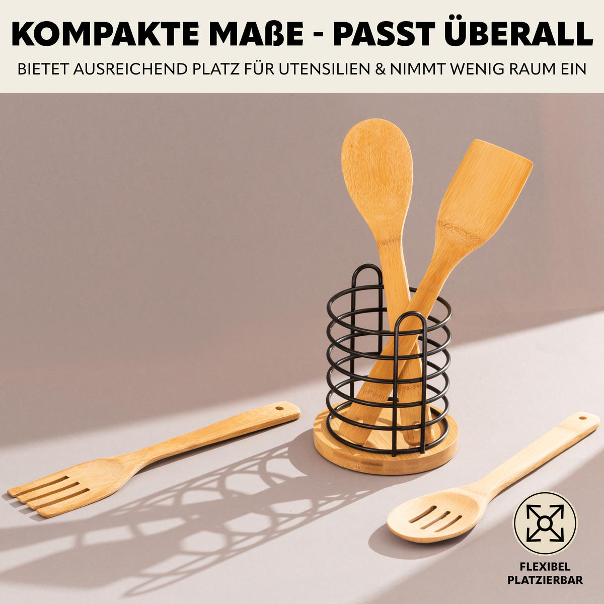 KÜCHENUTENSILIENHALTER, schwarz - Schwarz, Holz (13/15.5/13cm) - bremermann