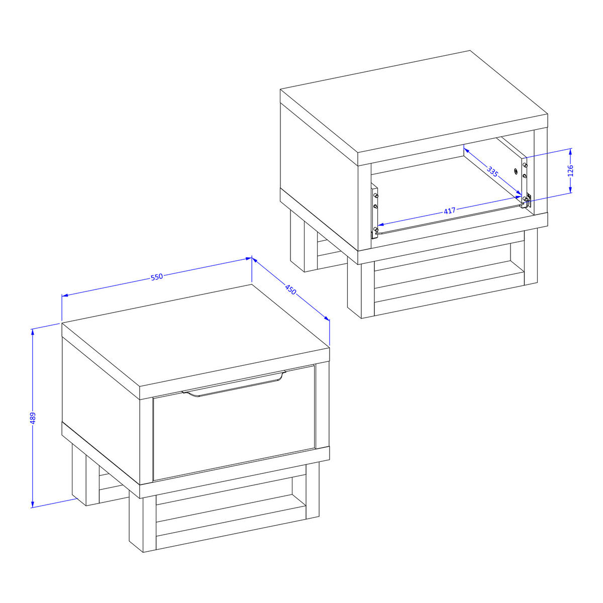 NACHTTISCH HALLETTA 55/49/45 cm Eiche Wotan - Eiche Wotan, Holzwerkstoff (55/49/45cm) - MASSENO