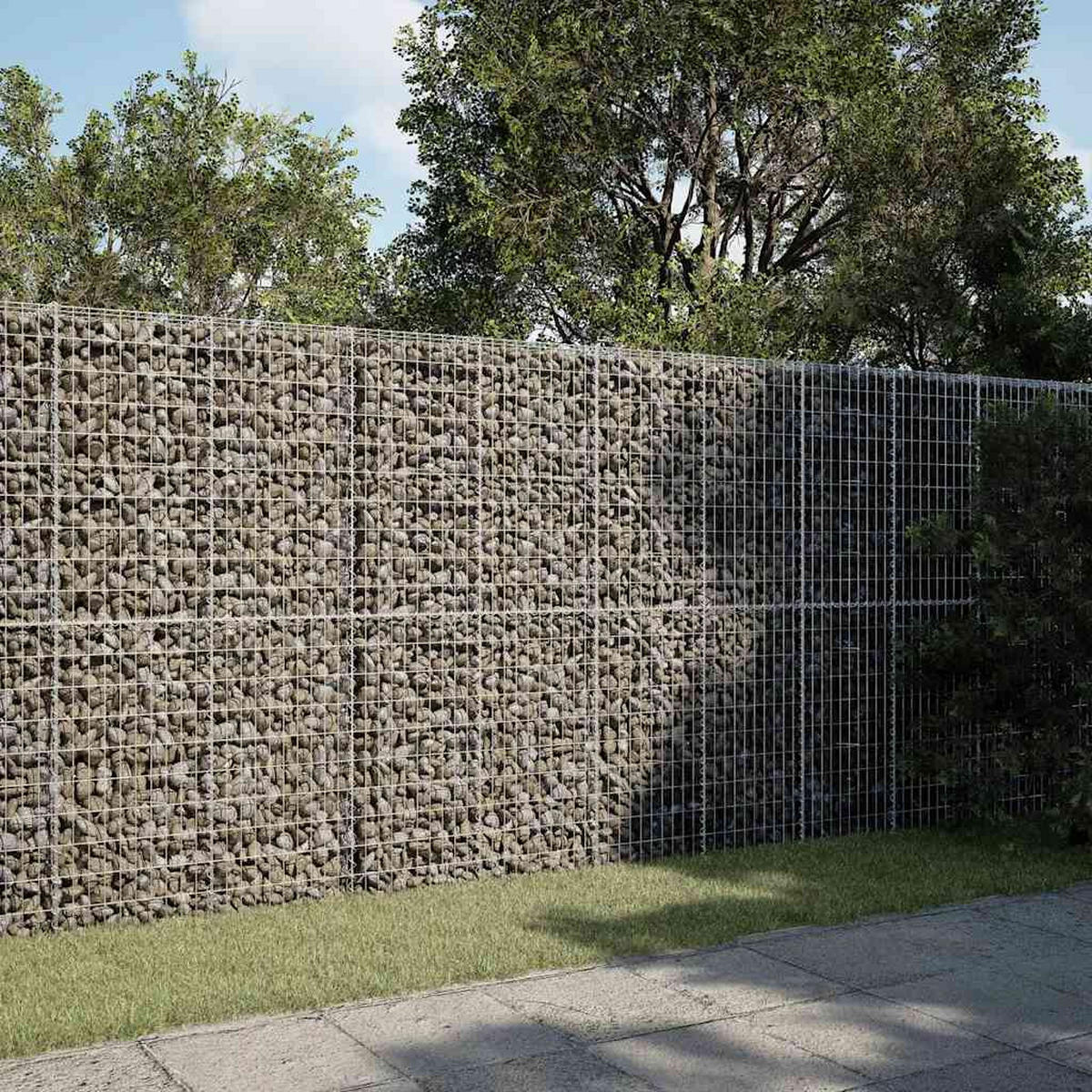 GABIONE Mit Deckel 300/50/200 Cm Verzinktes Eisen - Silberfarben, Metall (300/200/50cm) - vidaXL