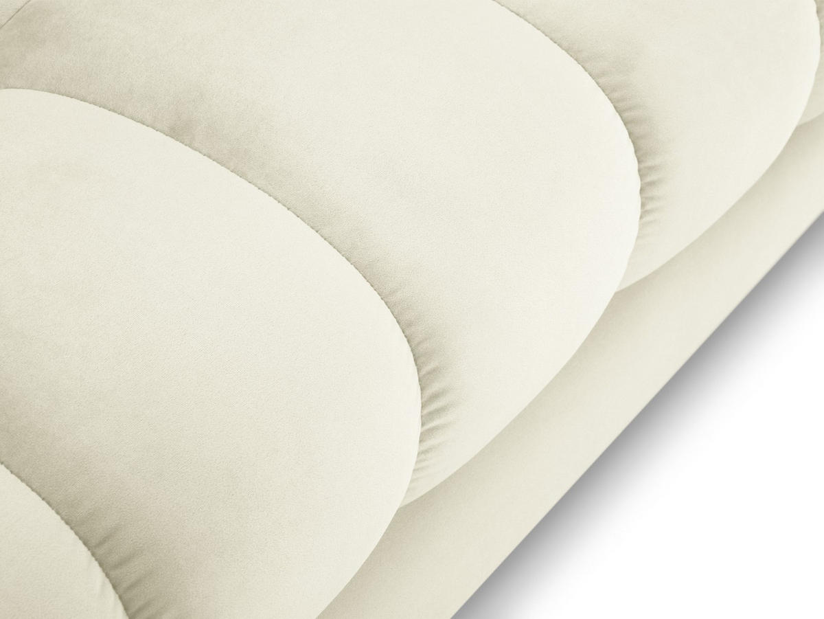 ECKSOFA links Mamaia aus Samt leichtes beige 5 Sitzplätze - Creme, Textil (185/293cm) - Micadoni