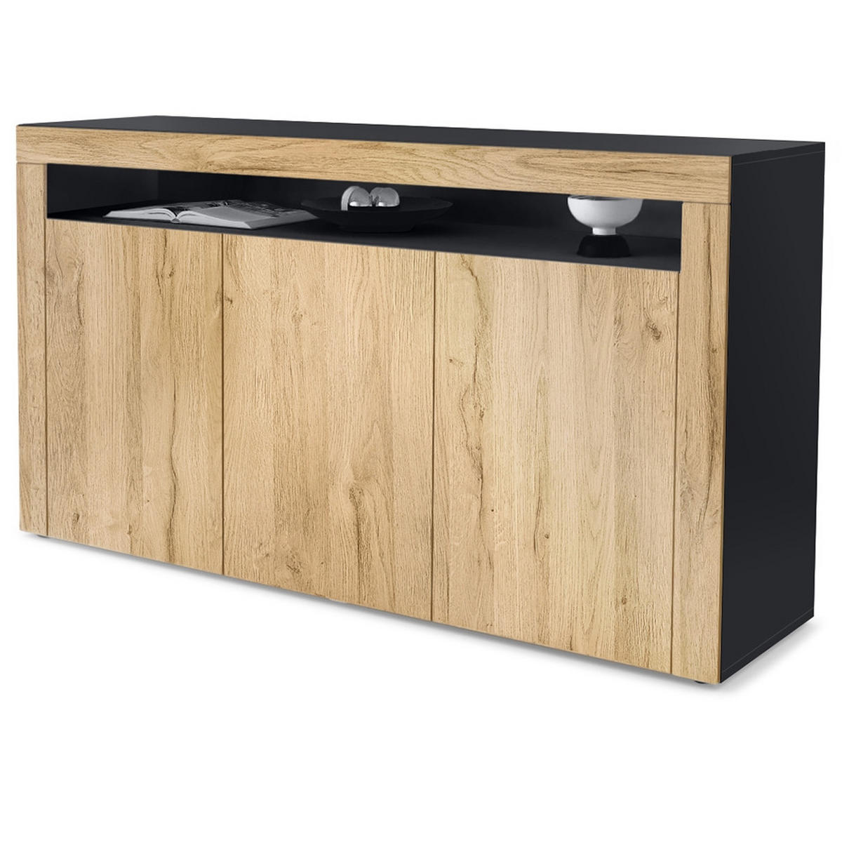 SIDEBOARD Valencia Eiche Natur/ Eiche Natur - Eichefarben, Holzwerkstoff (155/92/40cm) - Vladon