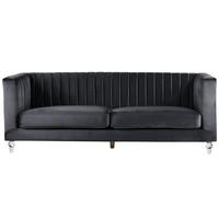 3-SITZER-SOFA Samtstoff Schwarz Arvika - Schwarz, Textil (204/75/78cm) - Beliani