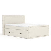BOXBETT Estelle Creme 140/200 cm im Boucle-Stoff - Creme/Schwarz, Holz/Holzwerkstoff (140/200cm) - Maison de Reve