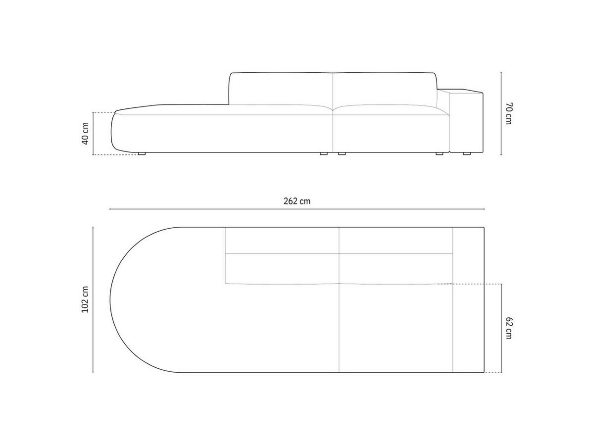 LINKES-SOFA Jodie aus Samt dunkelbeige 3 Sitzplätze - Mokka, Textil (262/70/102cm) - Micadoni