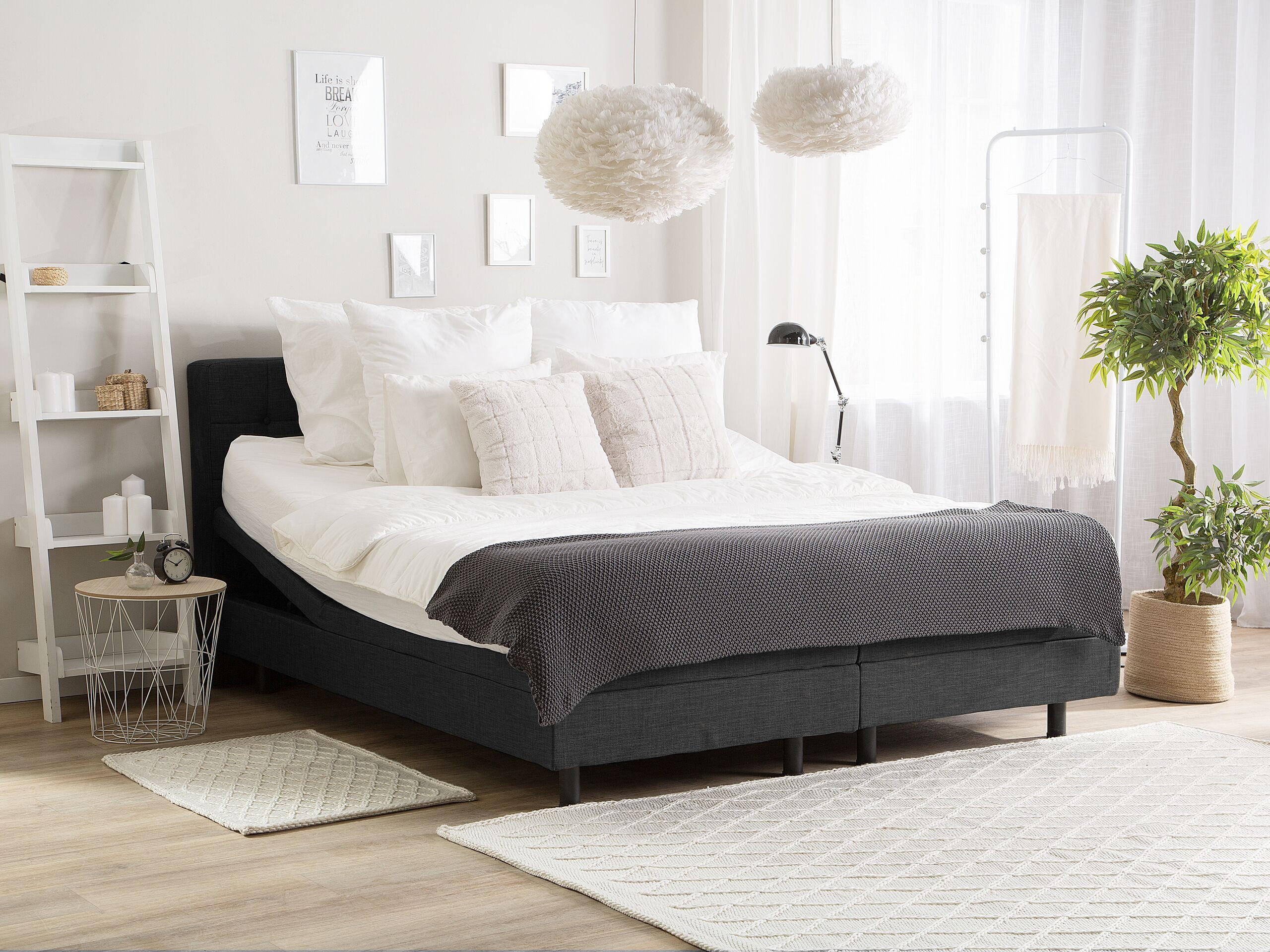 POLSTERBETT 180/200cm Dunkelgrau Duke - Dunkelgrau, Textil (180/200cm) - Beliani