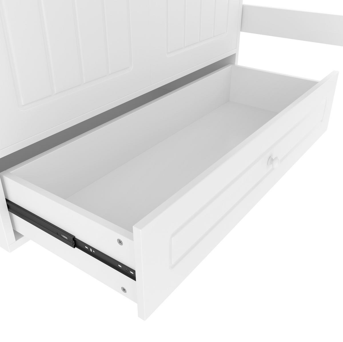 HOCHBETT aus Kiefer und MDF 90x200 cm Weiß mit Kleiderschrank, Schublade und LED-Beleuchtung - Weiß, Holzwerkstoff (90/200cm) - IVMEU