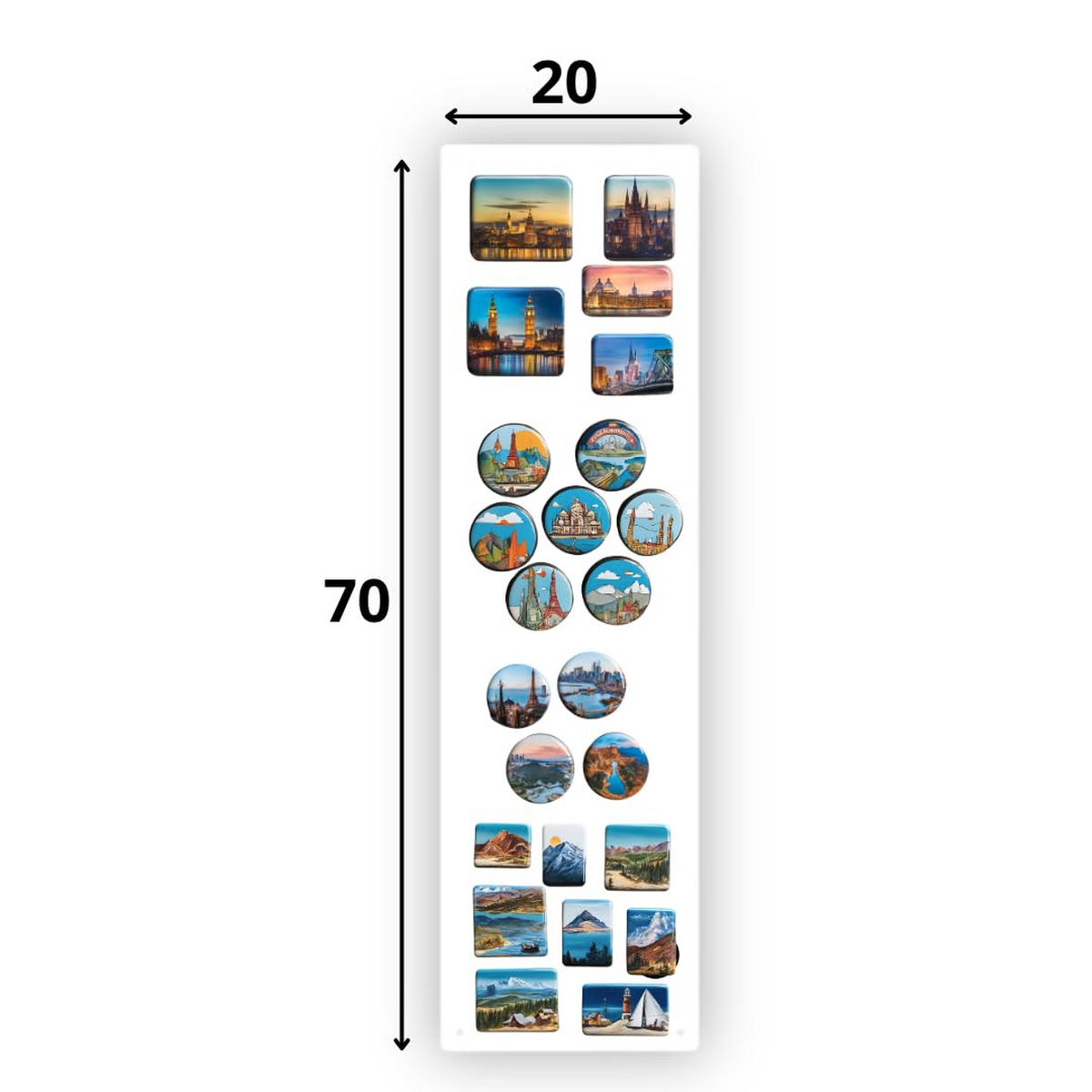 MAGNETTAFEL Klein & Groß Weiß 70x20 cm - Magnetisches Stahlboard für Magnete, Fotos und Notizen, Beschreibbar - Weiß, Metall (20/70/0.7cm) - ANWICAR