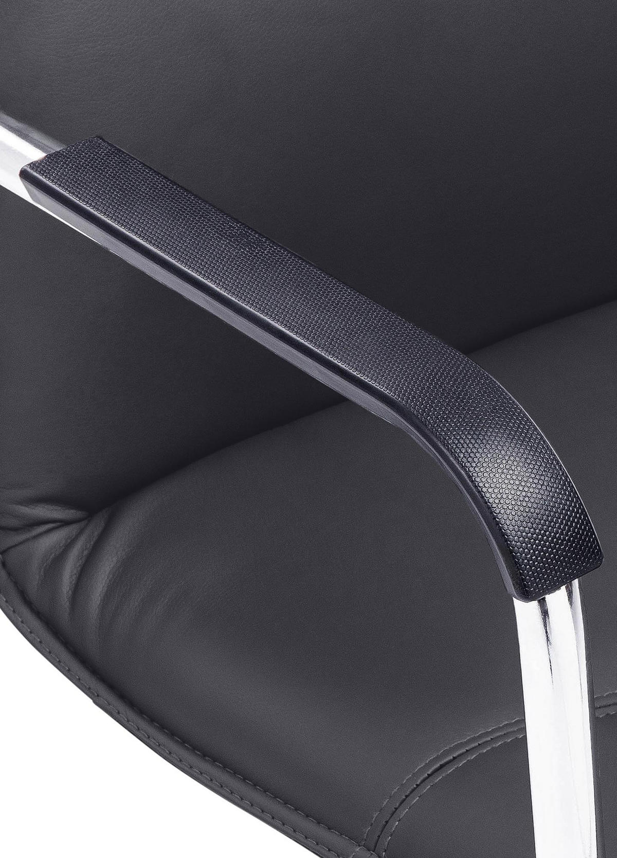 BESUCHERSTUHL SEATTLE 92x56x60 cm Schwarz Kunstleder - Schwarz, Leder/Metall (56/92/60cm) - DELUKE
