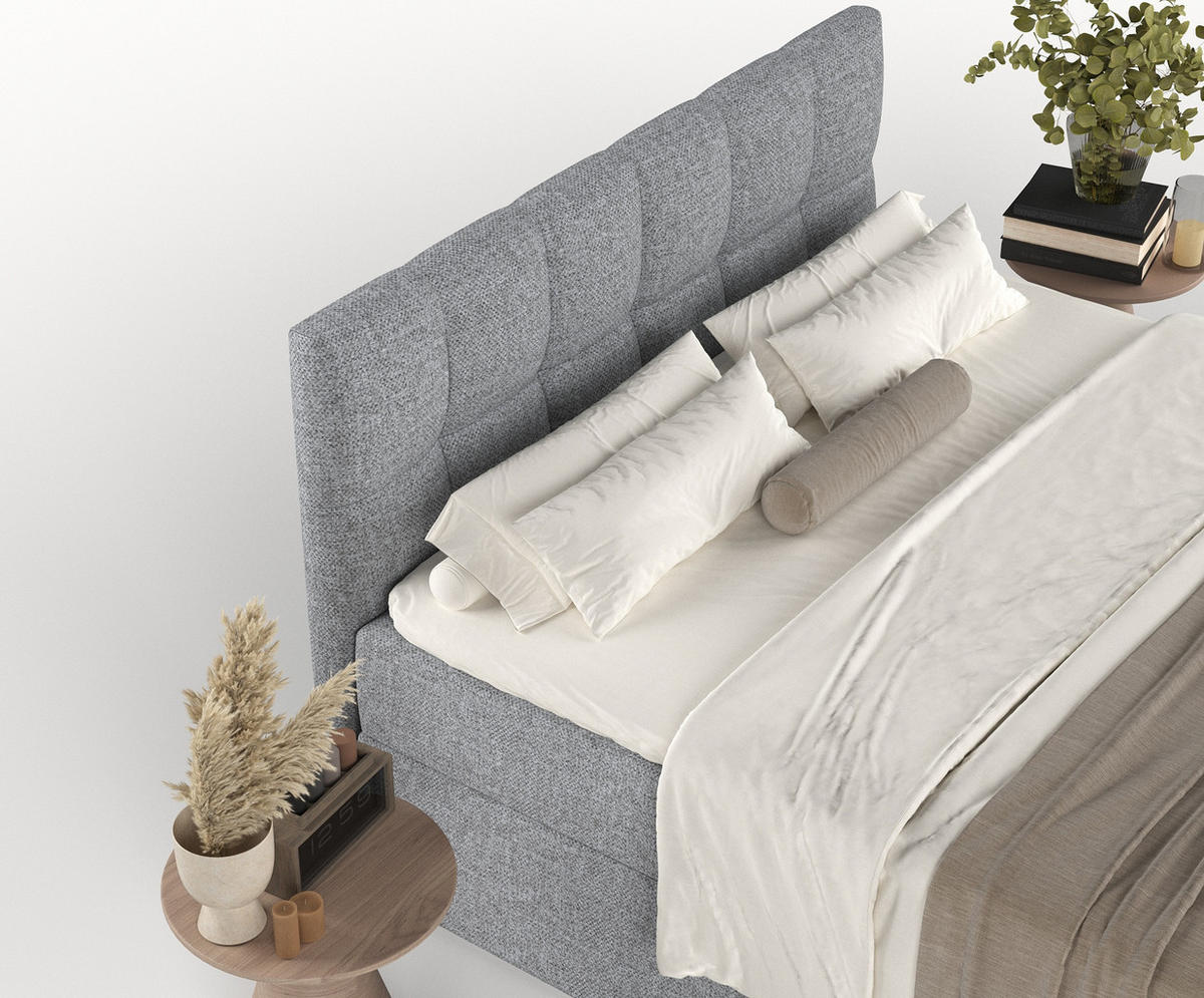 BOXBETT Shay Grau 180/200 cm - Schwarz/Grau, Holz/Holzwerkstoff (180/200cm) - Maison de Reve