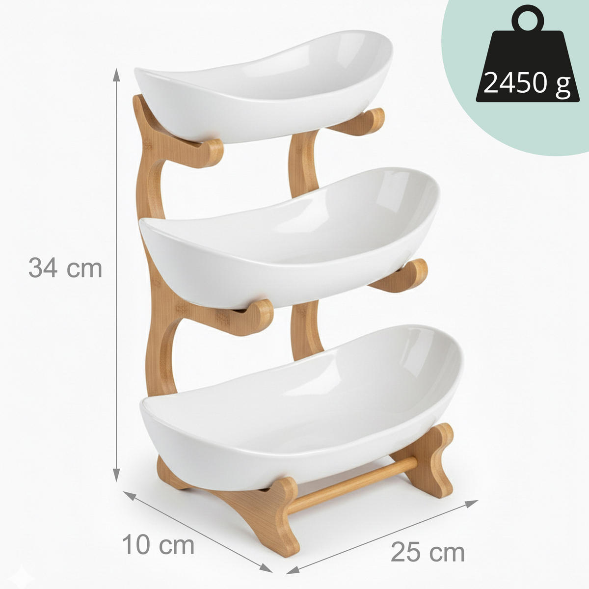 OBSTETAGERE - Multicolor, Holz/Kunststoff (25/34cm) - Relaxdays