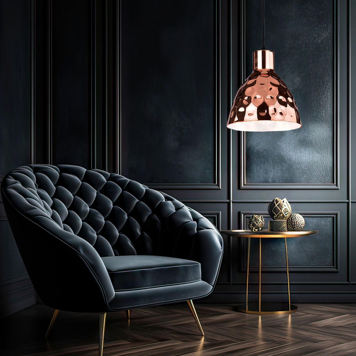 LED HÄNGELEUCHTE Hammerschlag Gold - Goldfarben, Metall (22/100/120cm)