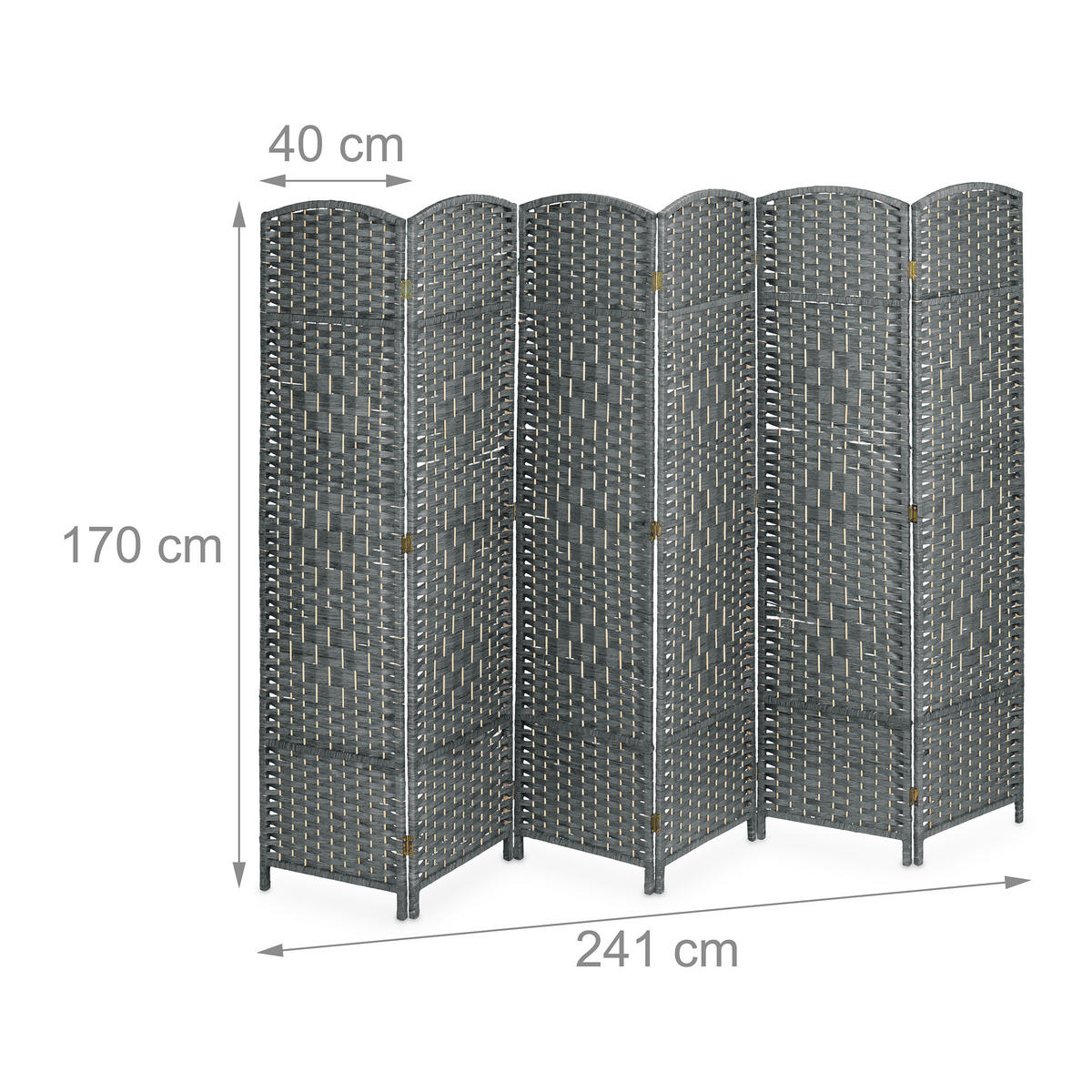 PARAVENT - Grau, Holz/Papier (241/170/2cm) - Relaxdays