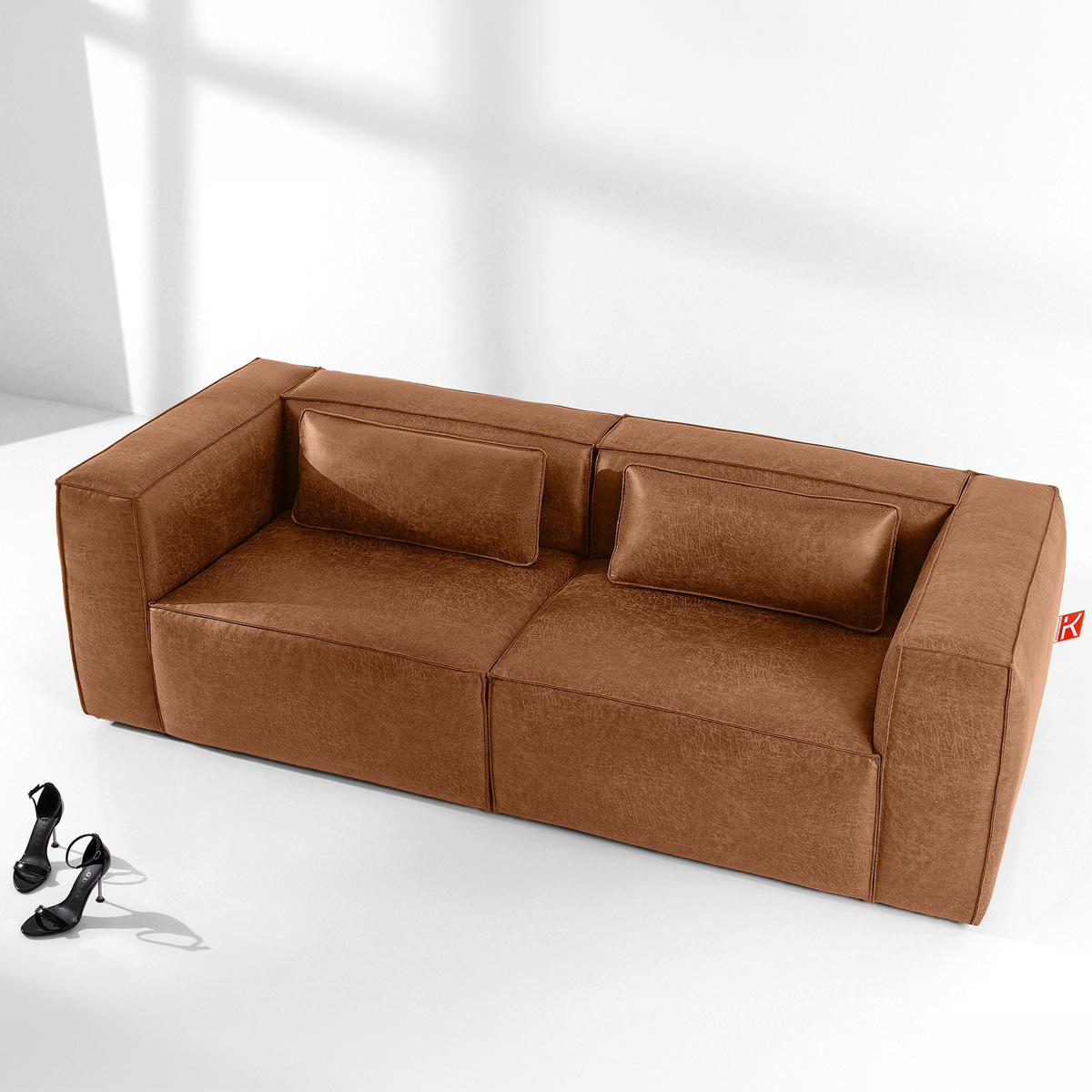 3-SITZER SOFA FEROX, Rot - Rot, Holz/Holzwerkstoff (240/73/96cm) - KONSIMO®