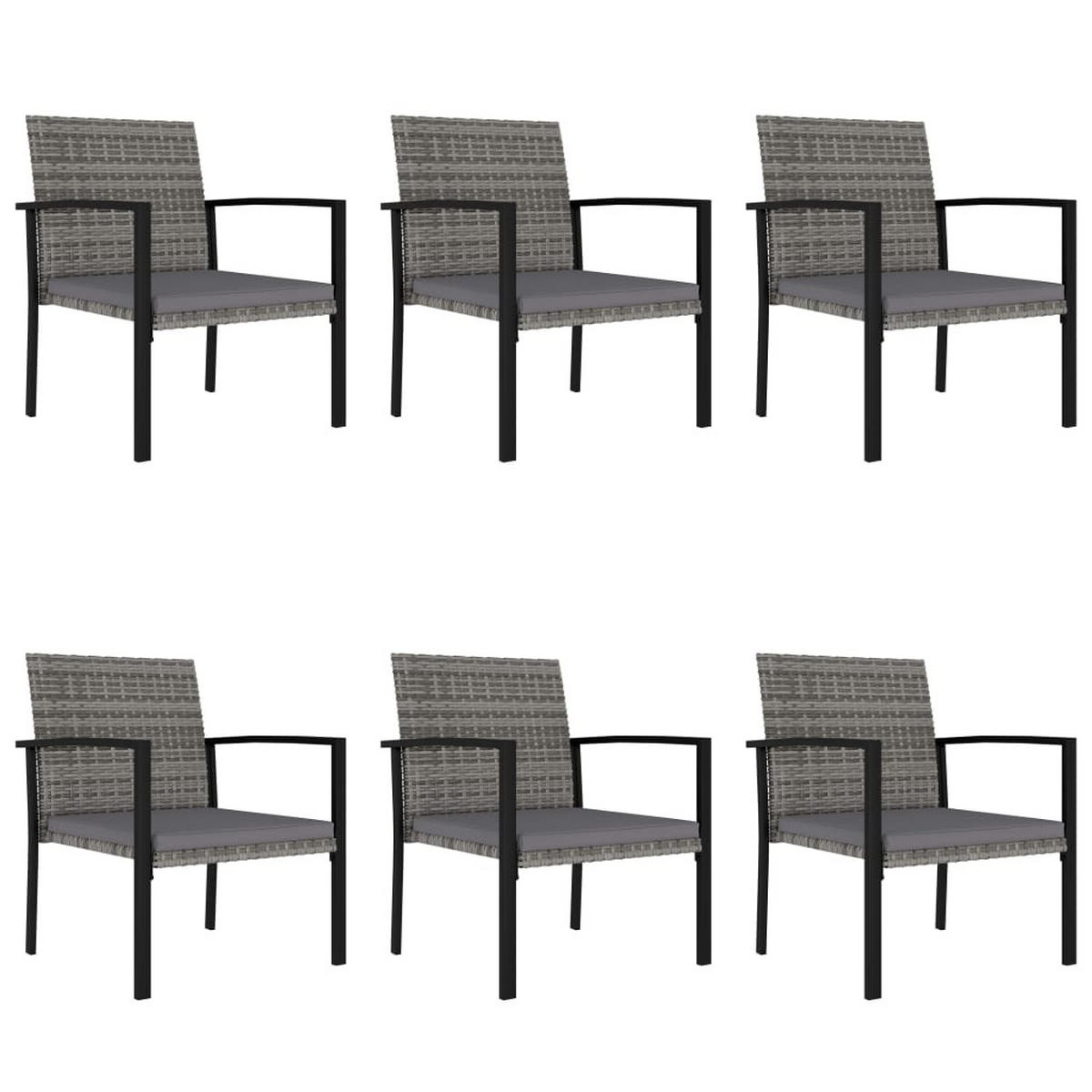 GARTEN-ESSGRUPPE VV Poly Rattan Grau - Grau, Kunststoff/Textil - vidaXL