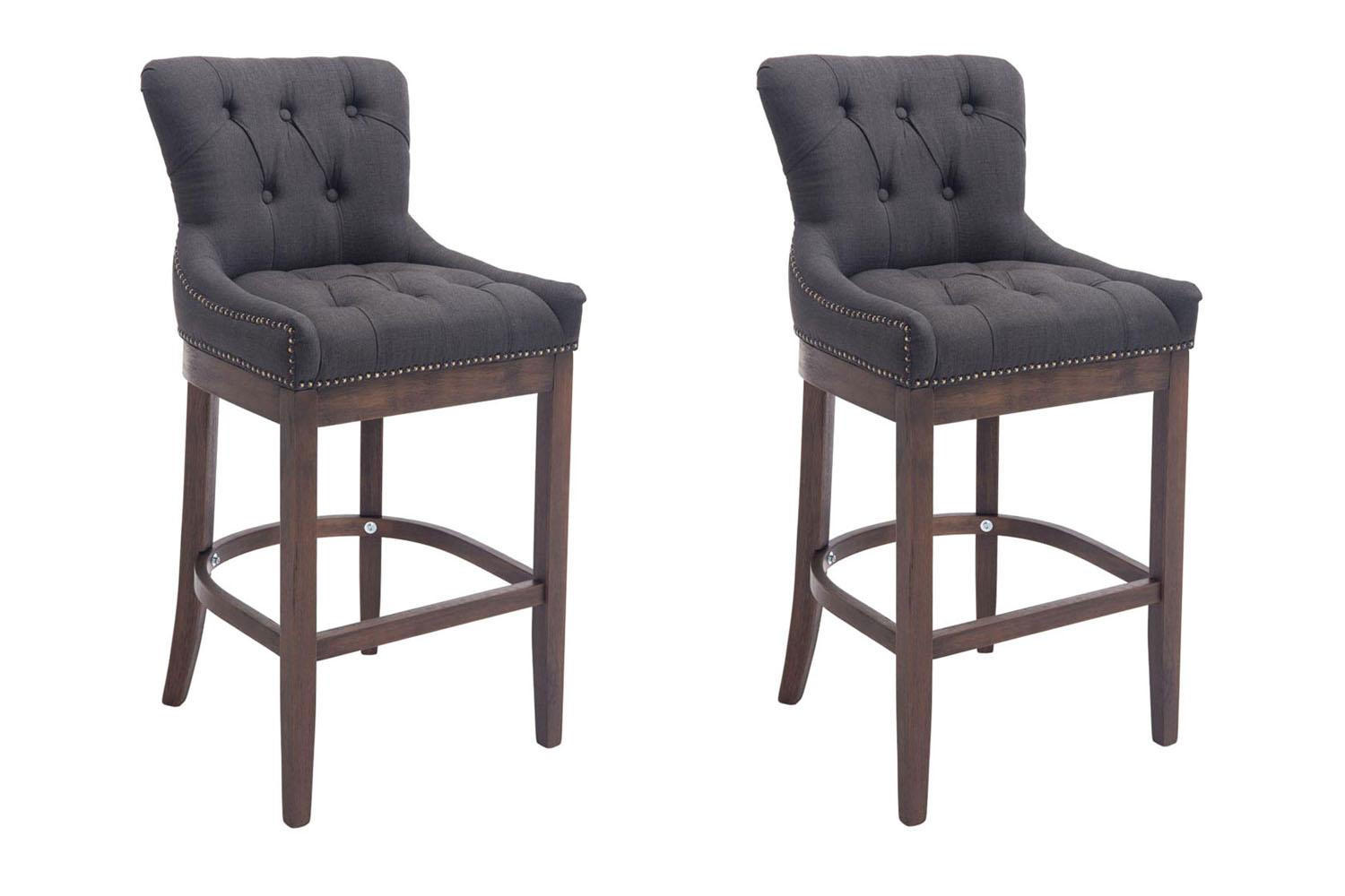 BARHOCKER 2er Set Stoff Dunkelgrau - Dunkelgrau, Holz/Textil (55/109/57cm) - CLP