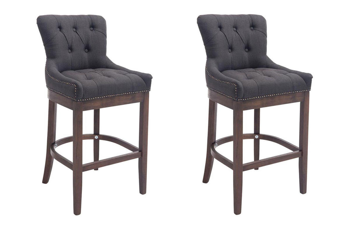 BARHOCKER 2er Set Stoff Dunkelgrau - Dunkelgrau, Holz/Textil (55/109/57cm) - CLP