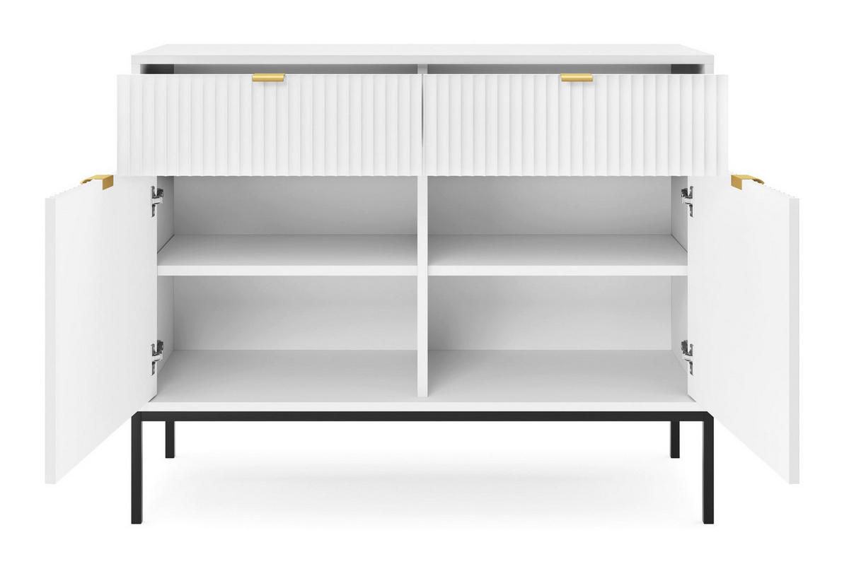 SIDEBOARD Vellore Weiß 104 cm - Goldfarben/Schwarz, Holzwerkstoff/Metall (104/83/39cm) - Selsey