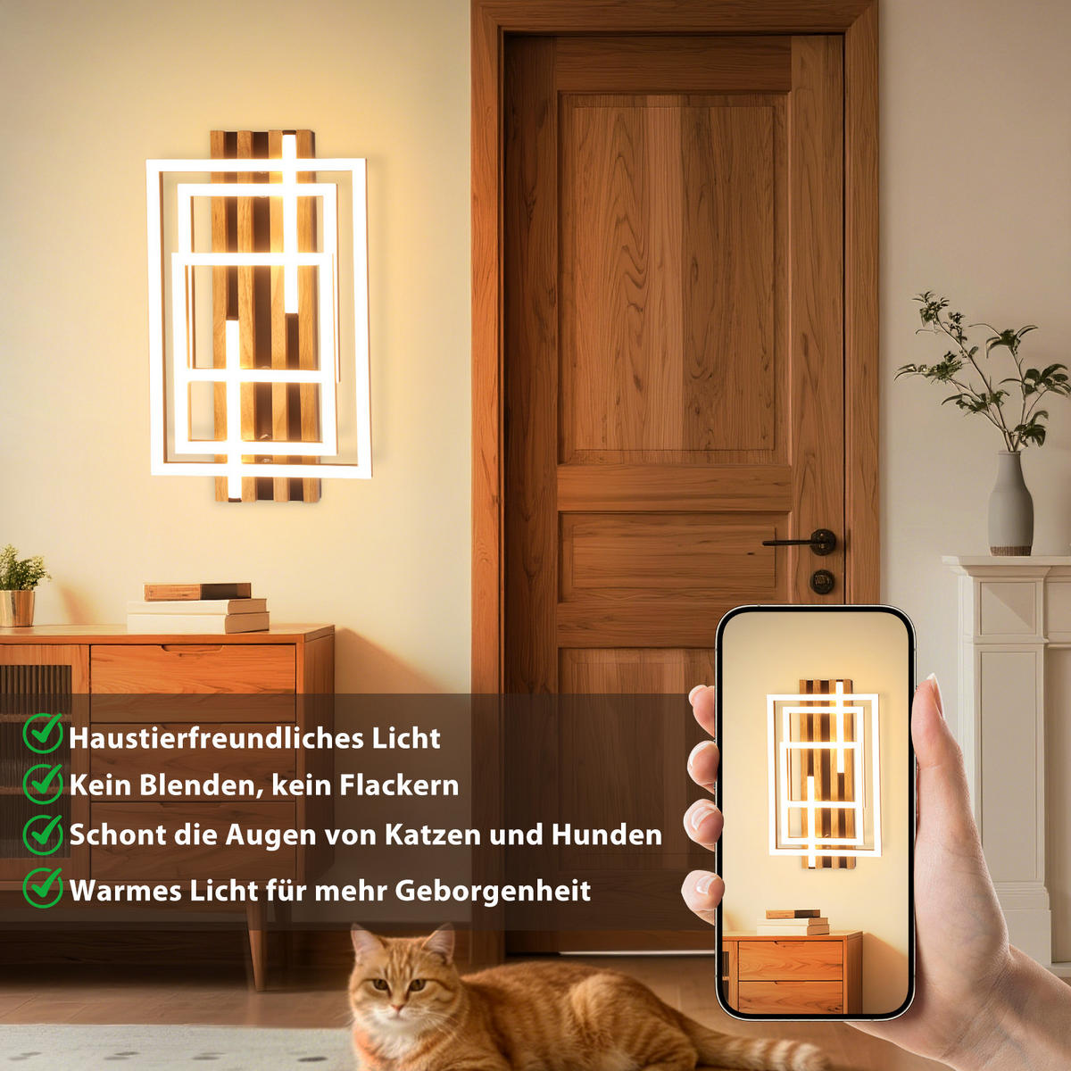 LED DECKENLEUCHTE Jrelis 37.8/20/8.8 cm - Schwarz, Holz/Metall (37.8/20/8.8cm) - ZMH