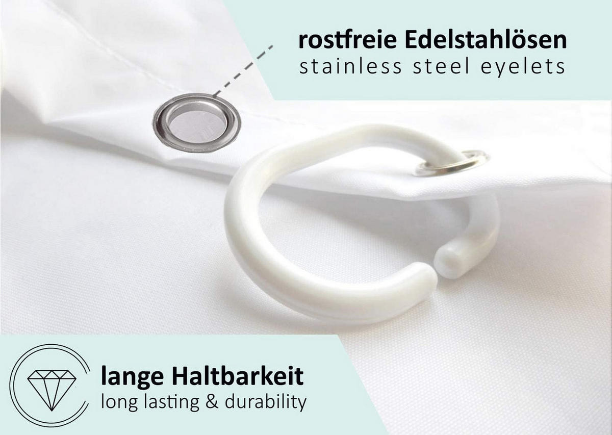 DUSCHVORHANG Stoff Polyester dick maschinenwaschbar schimmelresistent wasserdicht inklusive Haken - Gelb, Textil (180/180cm) - MCBOSON