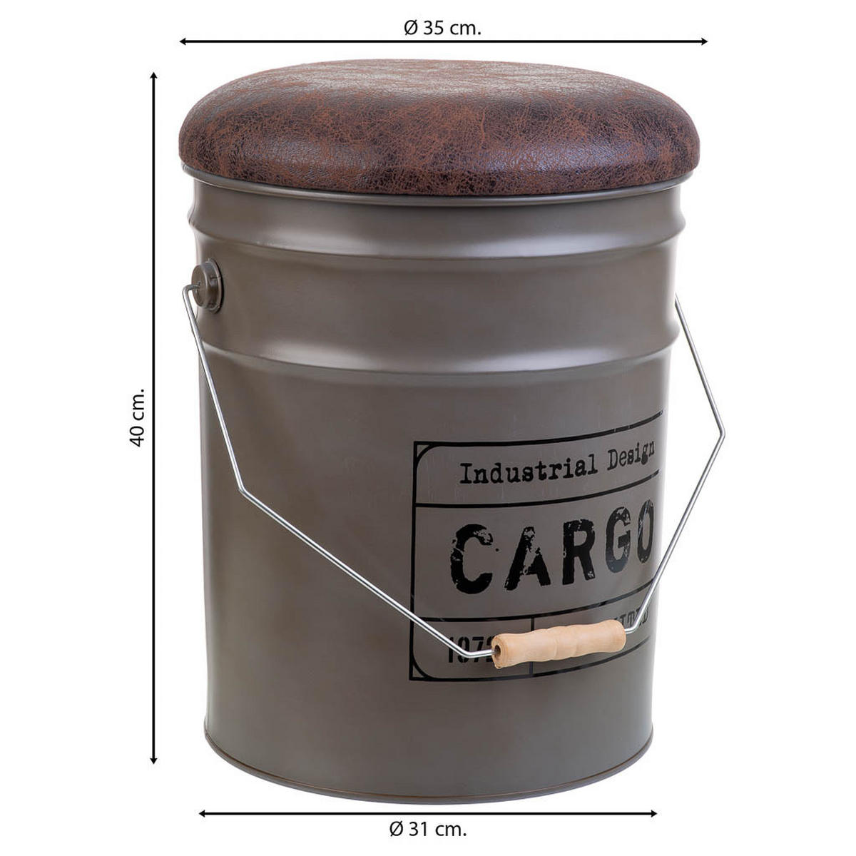HOCKER aus Metall, grau, 31x35cm - Braun, Metall (40/31/35cm) - Wanderlust