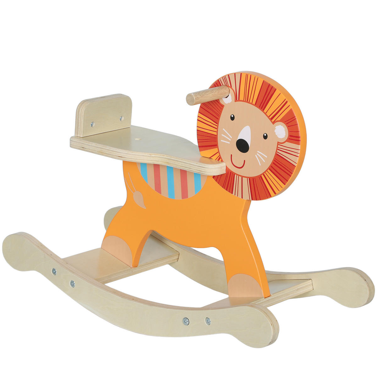 SCHAUKELPFERD DE-18249 Holz-Löwe mit Lenker und stabiler Basis Orange - Orange, Holzwerkstoff (27/50/59cm) - ComfortXL