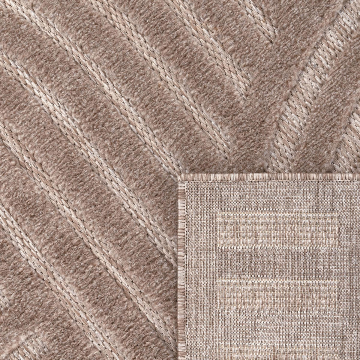 TEPPICH Kurzflor Struktur Wohnzimmer schmutzabweisend Beige Läufer 80x150 - Beige, Textil (80/150cm) - KADIMA DESIGN