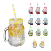 12xTRINKGLAS - Multicolor, Glas/Kunststoff - Relaxdays