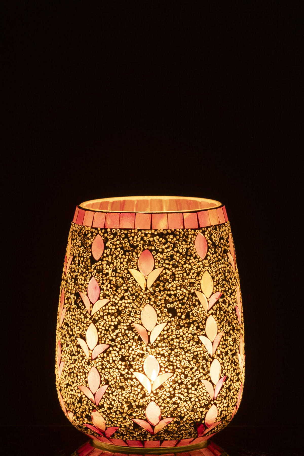 KERZENSTÄNDER GEBROCHENES Weiß - Pink, Glas (12.5/16cm) - J-Line