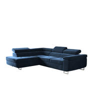 ECKSOFA mit Schlaffunktion und Bettkasten ATOM Dunkelblau Links - Dunkelblau, Holz/Textil (202/275cm) - Kaiser Möbel