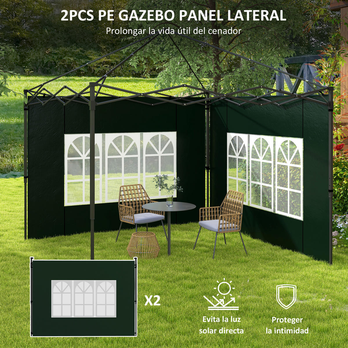 PAVILLON-WANDPANEEL, mit Fenster, dunkelgrün - Schwarz, Kunststoff (7/30/27cm) - Vallsero